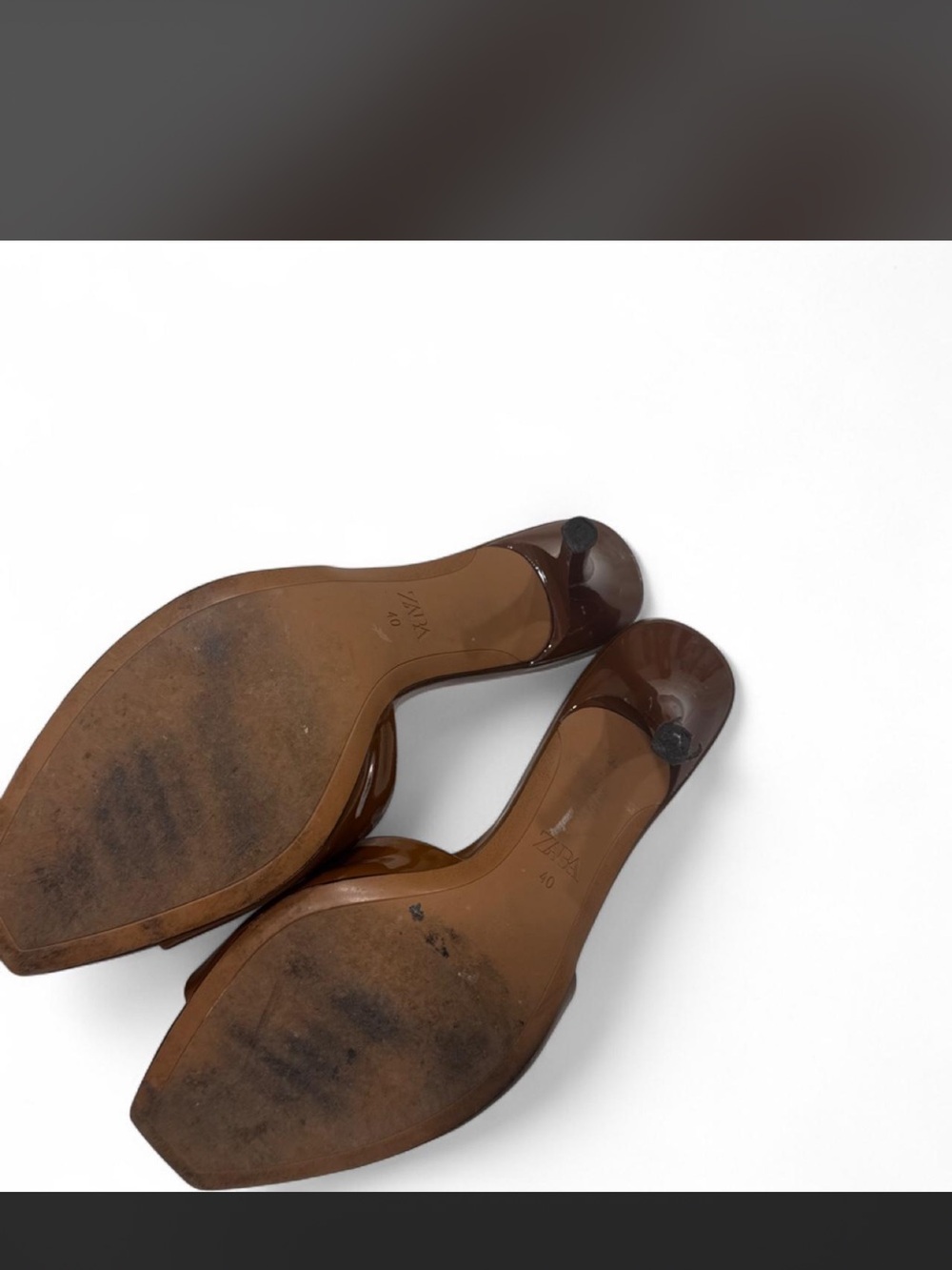 Zara Chocolate Brown Open-Toe Slide Heels - Picture 3 of 3